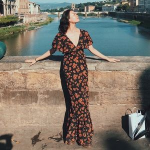 Back Ribboned Floral Mermaid Dress